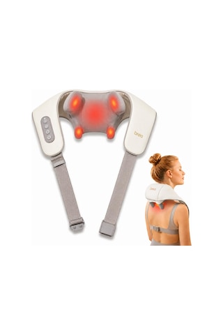 Breo N5 Mini Boyun Ve Omuz Masaj Aleti, Evde Boyun Sırt Derin Boyun Masajı İçin Isı Shiatsu Masaj Yastığı Bej, Boyut2