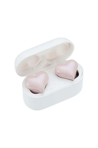 Folinda Pembe Kalp Şeklinde Bluetooth Kulaklık - Gürültü Azaltma, Spor İçin Kablosuz, Akıllı Kontrol, 8 Saat Pil Ömrü