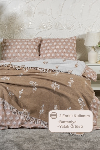 Elart Nadia Battaniye Çift Kişilik Pamuklu 200x220 Cm Taş Taş