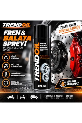 Trendoil Fren Balata Temizleme Spreyi 500 Ml Fren Ve Debriyaj Temizleyici Hızlı Ve Etkili Temizlik
