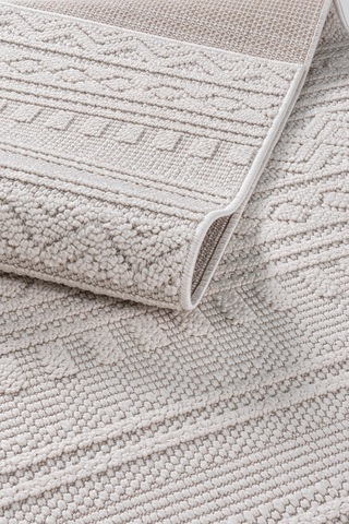 İskandinav Modern Tasarım Sisal Bukle Özel Ölçü Salon Oturma Odası Koridor Halısı Krem Geokrem