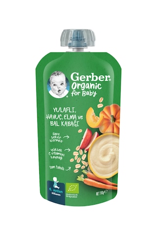 Gerber Organik Yulaflı Elma Havuç ve Balkabaklı Püre 110 G