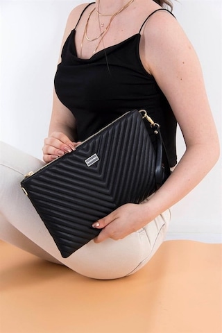 Silver Polo Sp1034 Kadın Portföy & Clutch Kapitone V Siyah-siyah