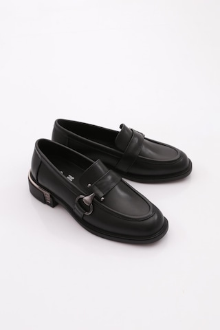Dgn 26076 Kadın Loafer Ayakkabı Siyah Analin