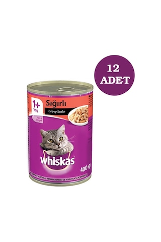 Whiskas Biftekli Konserve Yetişkin Kedi Maması 12 x 400 G