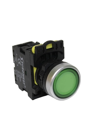 EUROWEST Ew-55-10L 1No Yaylı Led Işıklı Butonu (Yeşil)