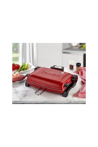 Taner Kebapçı Elektrikli Izgara Mangal Barbekü Çift Telli Büyük Boy + 37 x 28 CM 2 Adet Şiş