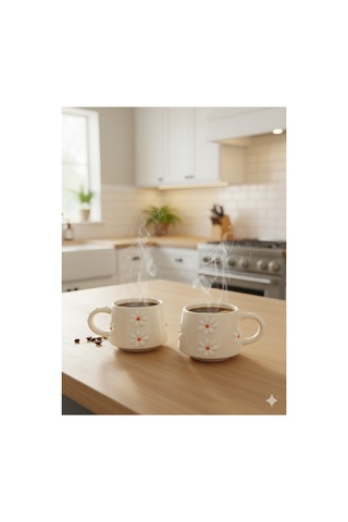 Papatya Kazan Kupa Bardak Beyaz Beyaz
