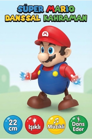 TıfılToys Dans Eden Işıklı Süper Mario Oyuncak - Müzikli Ve Hareketli 22 Cm Aksiyon Figürü