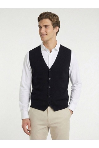 Lacivert Regular Fit Casual Örme Triko Yelek Lacivert