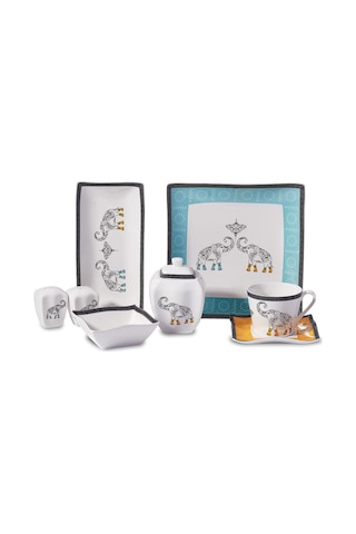 Korkmaz A8584 Link Collection 28 Parça Kare Kahvaltı Takımı Çok Renkli