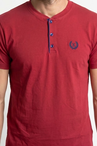 Kompedan Erkek Pamuk Düğmeli Yaka Altı Düz Cepli Şortlu Pijama Takımı Bordo 624