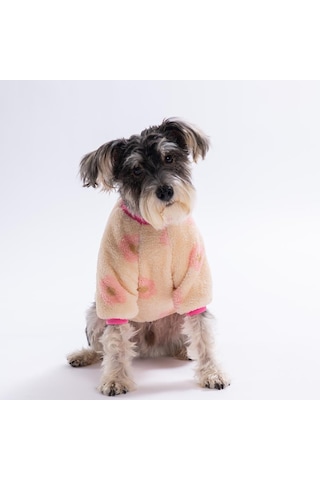 Krem Çiçek Desenli Soft Garden Sweat Dar Kalıp Kedi Köpek Sweati Kedi Köpek Kıyafeti Köpek Peluşu Sıcak Tutan Sweat
