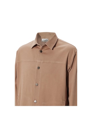 Tudors Erkek Relax Fit Rahat Kesim Gabardin Likralı Yandan Cepli Taş Ceket Gömlek-32835 Taş