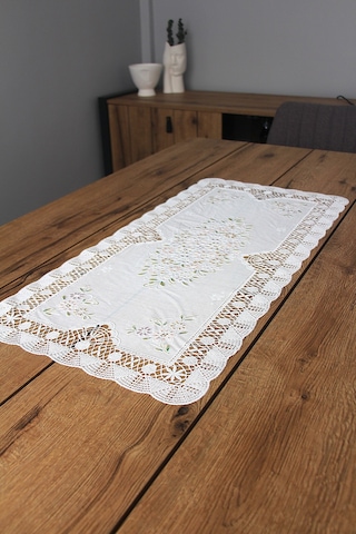 Pvc Runner Ve Sehpa Üstü Servislik 80 Cm X 40 Cm Beyaz