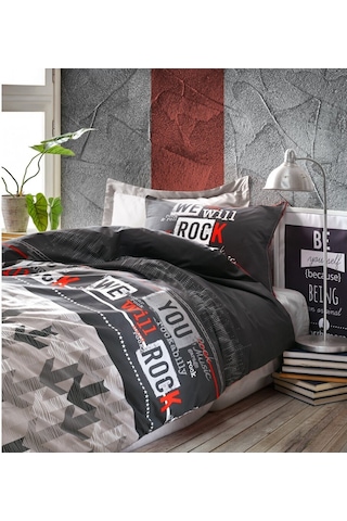 Genç Odası Tek Kişilik Lastikli Çarşaflı Nevresim Takımı Rock Kı