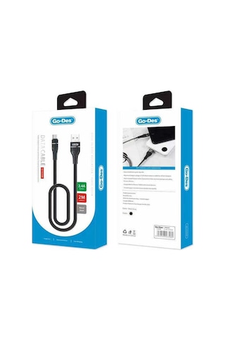 Go Des GD-UC530 Micro USB Kablo 2.4A Hızlı Şarj Kablosu 2 metre Data Kablo Naylon Örgü ZORE-258901