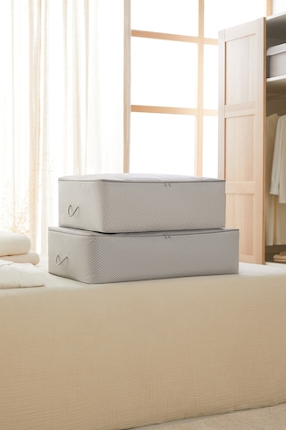 Ocean Home Textile 2'li Gri Balıksırtı Baza Altı Hurç Set