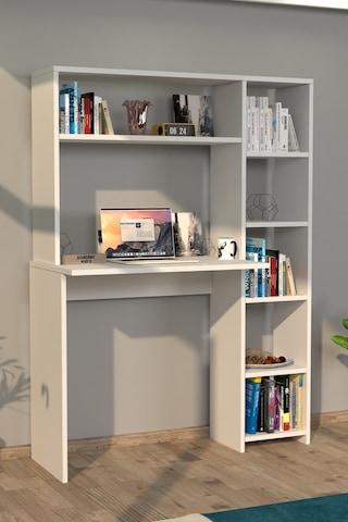 Moonlife Moonlife Duru Kitaplıklı Çalışma Masası Beyaz