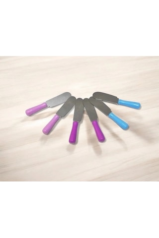 Mybru Paslanmaz Çelik Plastik Saplı 6'lı Kahvaltı Bıçağı Karışık Renk Karışık Çok Renkli