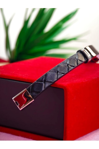 Çelik Derili Bileklik Kişiye Özel İsimli Paslanmaz Derili Çelik İsimli Bileklik 316 L Çelik Altın - Gold