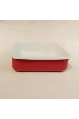 Emaye Kare Fırın Tepsisi Kırmızı Kırmızı
