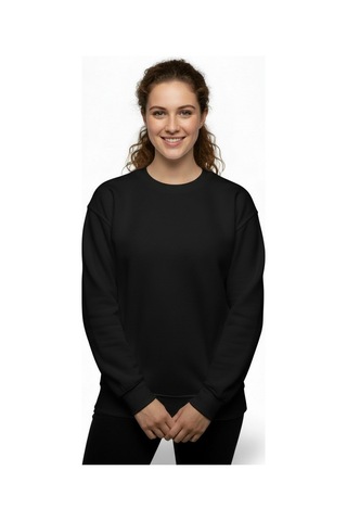 Lyvean Bisiklet Yaka 3 İplik Penye Sweatshirt Siyah