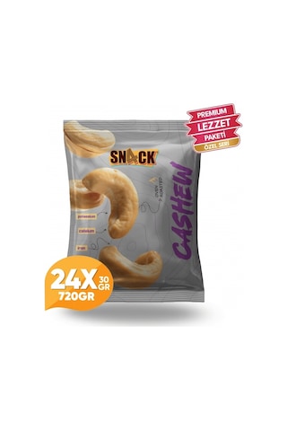 Snack Kaju Fıstığı 24x30 Gr Premium Fırında Kavrulmuş Tuzsuz Atıştırmalık Paketi 720 Gr 720 G