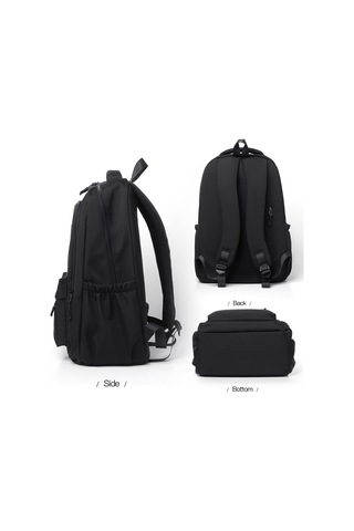Solid Color Backpack Teenager School Bag Travel Shoulder Bag For Men Women Black