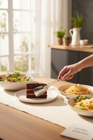 Akayev Aurea 3lü Premium Pasta Salata Makarna Maşa Takımı Gümüş