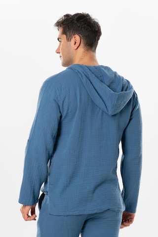 Uzun Kol Erkek Kapüşonlu Yazlık Müslin Sweatshirt İndigo İndg-indigo İndigo
