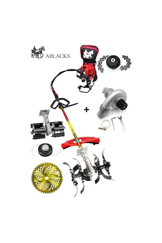 Ablacks Benzinli Sırt Tırpan + Toprak Çapalama Aparatı 2 Adet Çapa + Su Pompası Aparatı