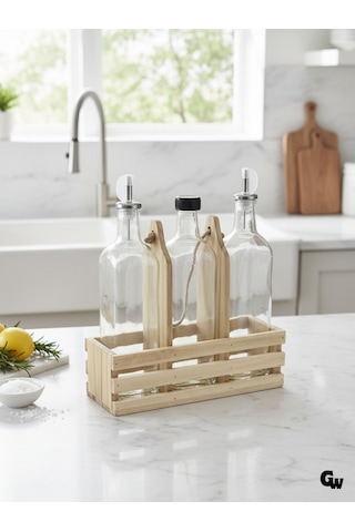 Ahşap Doğal 3lü Set Yağdanlık Ve Sosluk Takımı Set Ihlamur - Kavak 1 Set Ahşap