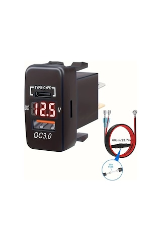 Kırmızı Çizgiyle 1pc Hızlı Şarj 3.0 & Pd Çift Usb Port Şarj Soketi Adaptörü, Mat Son, Usb Tip-c, Sert Bağlantı Güç Aksesuarı, Evrensel Uygun, Erkekten Dişli Bağlantı, 36v Çalışma Gerilimi Araçları İçin, Bataryasız