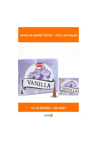 Vanilla Aromalı Konik Tütsü 12 Paket 10 Adet