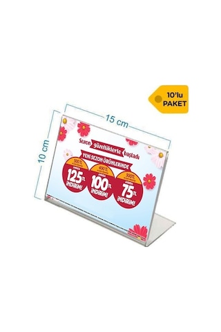 L Tipi Yatay Masaüstü Föylük 15X10Cm A6 - 10'Lu Paket