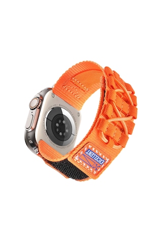 iOs Watch Uyumlu 7 45mm Zore Krd-112 Orbital Örgülü Halat Tasarımlı Naylon Kumaş Hasır Kordon-yeşil