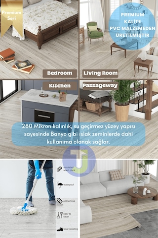 Technojet Kendinden Yapışkanlı Dokulu Parke Desen Premium Zemin Mutfak Duvar Dolapkaplama 60cmx300cm