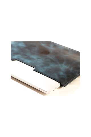 Kişiye Isme Özel Adonis Macbook Air Hakiki Deri Kılıf Mavi