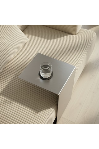 Metal Koltuk Üstü C Sehpa Modern Minimal Yan Sehpa Gri