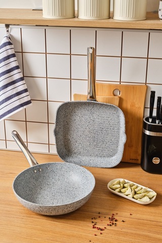 Karaca Biogranit Nare Wok Grill Set Mavi