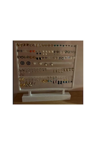 Çok Amaçlı Masaüstü Küpe Ve Takı Düzenleyici Stand - Beyaz 250x248x12mm Beyaz