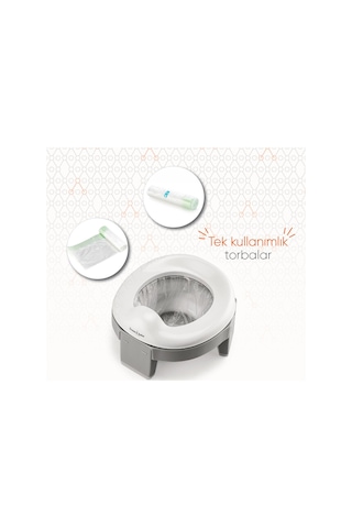 Gezenbebe Katlanabilir Seyahat Çocuk Tuvaleti Beyaz - Gri