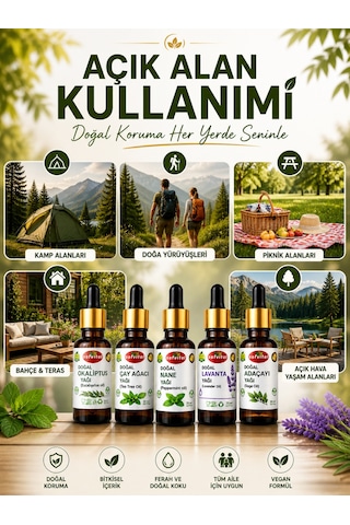 Kene, Sinek, Sivri Sinek, Haşereler İçin Doğal Koruma Okaliptüs, Çay Ağacı, Nane, Lavanta, Adaçayı Yağ Seti 5x20 Ml 100 ML