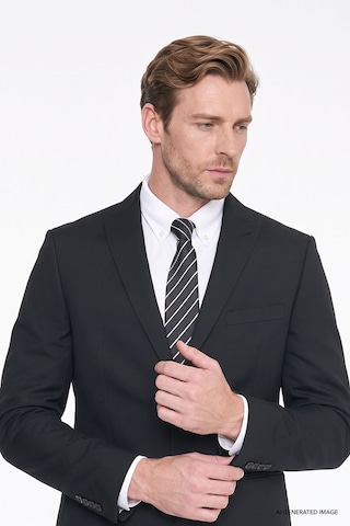 AC&Co / Altınyıldız Classics ERKEK SIYAH Ekstra Slim Fit Dar Kesim Kırlangıç Yaka Takım Elbise Siyah