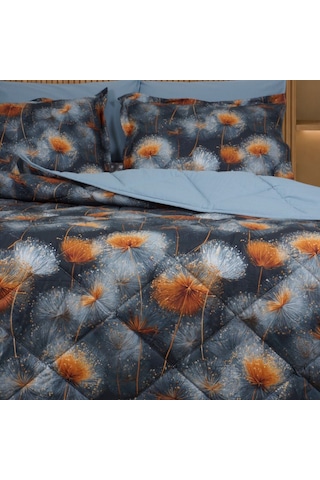Amber Luxe Çift Kişilik Karahindiba Desenli Premium 5d Uyku Seti Çeyiz Seti Lastikli Çarşaflı Mavi