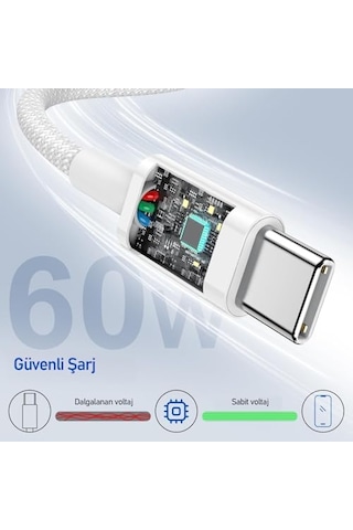 Buff Bl74 Örgülü 60w 1.2m Data Ve Şarj Kablosu Bükülmeye Dayanıklı Hızlı Şarj Type-c To Type-c
