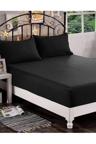 Clasy Tek Kişilik %100 Pamuk Ranforce Lastikli Çarşaf Seti 100 X 200 Siyah