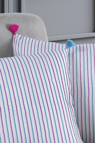 Maisonart Pompoms 2'li Dekoratif Kırlent Kılıfı Yastık Kılıfı %100 Pamuklu 44x44 Cm Kırmızı