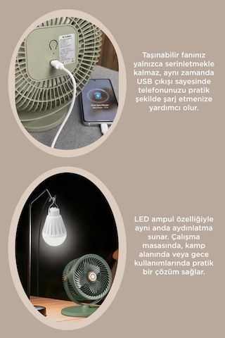 Torima F48 Şarjlı Ampüllü 5 Kademeli Taşınabilir Güneş Panelli Vantilatör